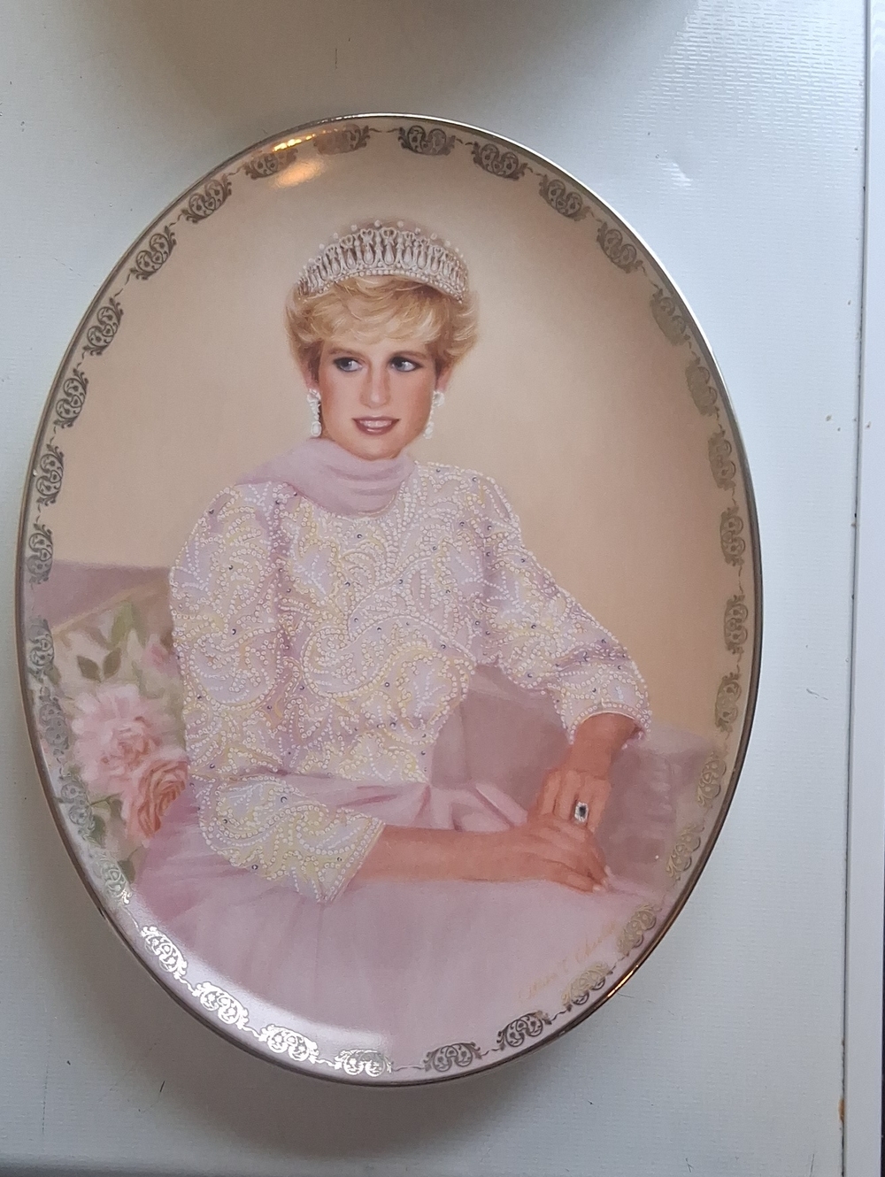 The Bradford Exchange Pink & Cream Decorative Oval Wall Plaque